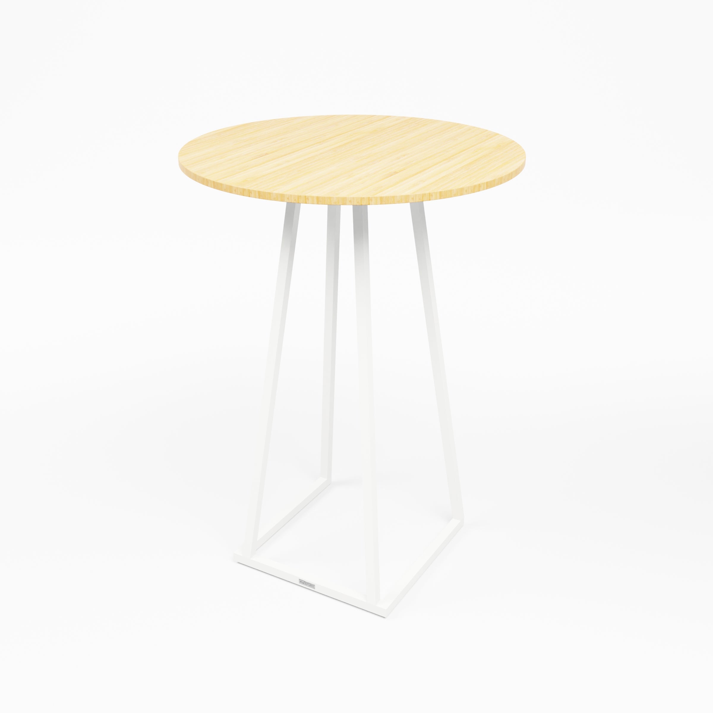 Linea Cocktail Table (White Frame with Round Bamboo Top) Desert River Rentals
